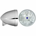 Newalthlete 7 in. Flamed Headlight Bucket, Chrome with T70300 DC Bluedot Headlamp NE3537979